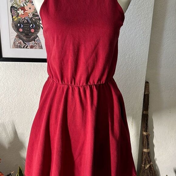 Gap Size cS Deep Red Fit and flare dress - Picture 3 of 7